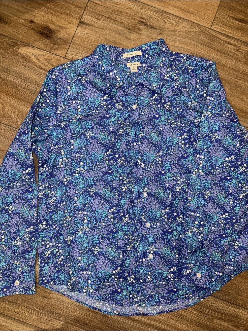L.L. Bean Blue Floral Button-Down Shirt